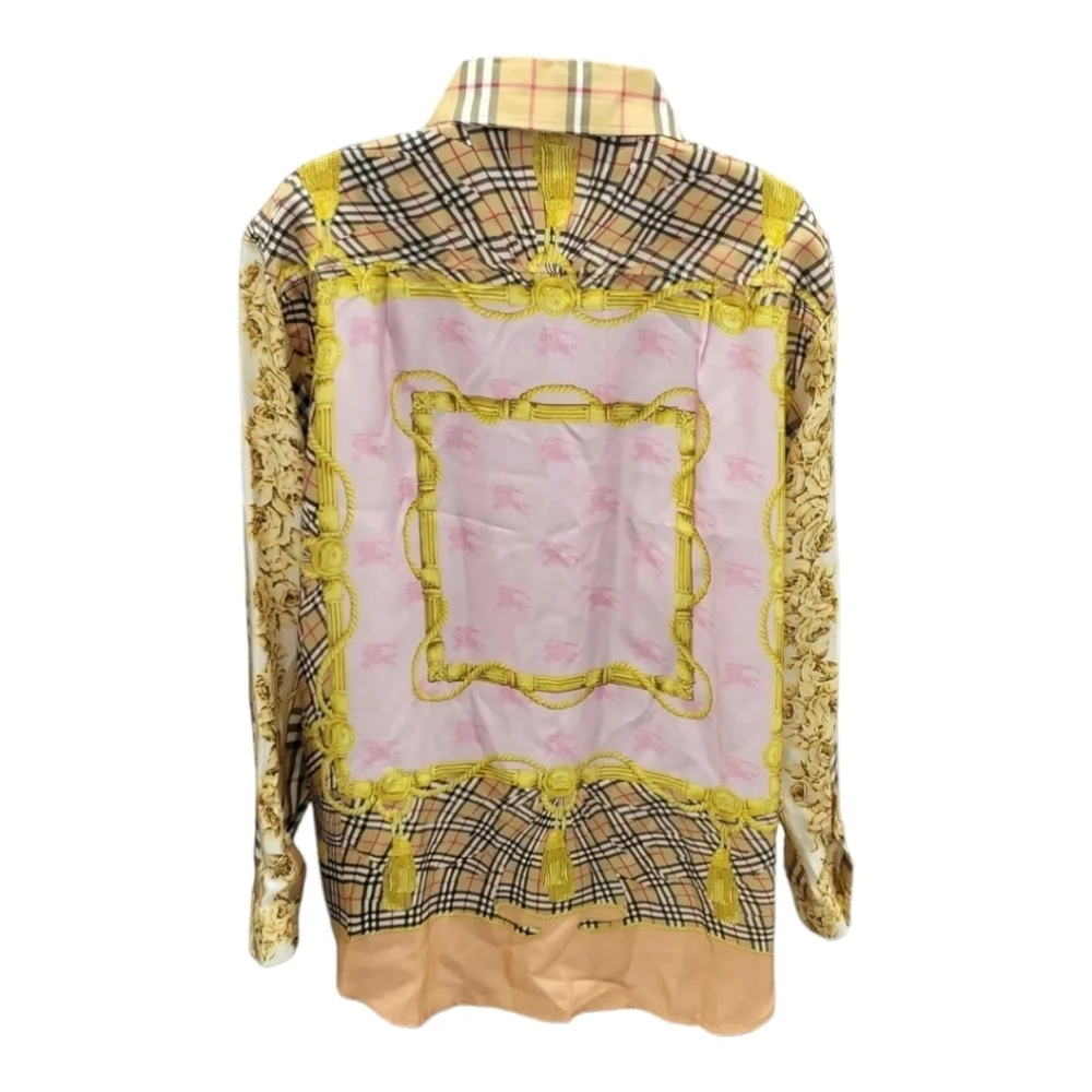 Burberry Paneled Archive Scarf Print Silk Shirt  SZ IT 38 / US 4 Italy RARE - Picture 2 of 15